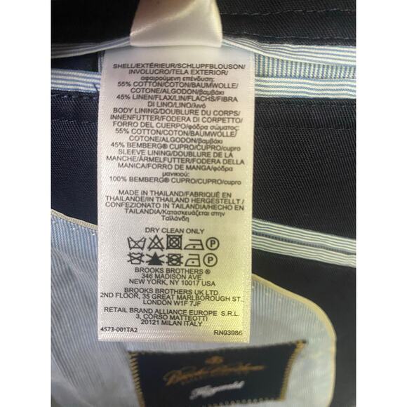 Mens Brooks Brothers Cotton / Linen Blazer 40 R Navy - Picture 6 of 8
